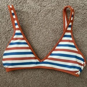 Aerie Orange Spice and Blue Stripes Bikini Top